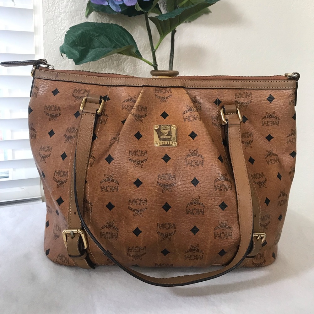 MCM cognac large Tote